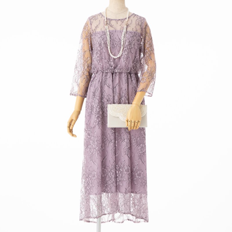 apart by lowrys アパートバイローリーズ 配色刺繍レースドレス ピンク