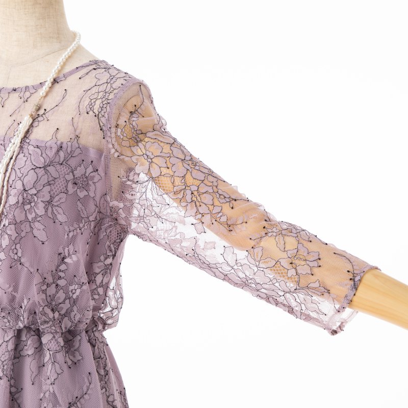 apart by lowrys アパートバイローリーズ 配色刺繍レースドレス ピンク