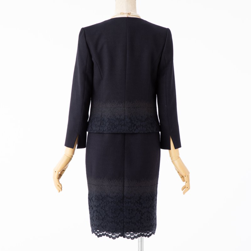 ANAYI 【スーツ2点SET】アナイ レース使いワンピーススーツ ネイビー系