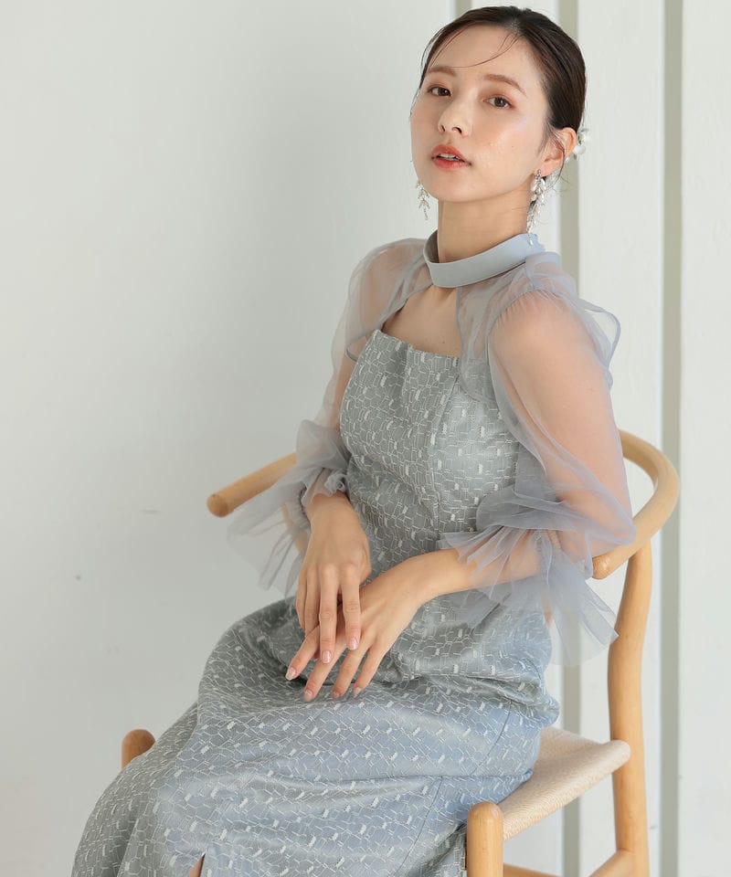 Select Shop ジオメトリックチュールボレロセットドレス グレー系