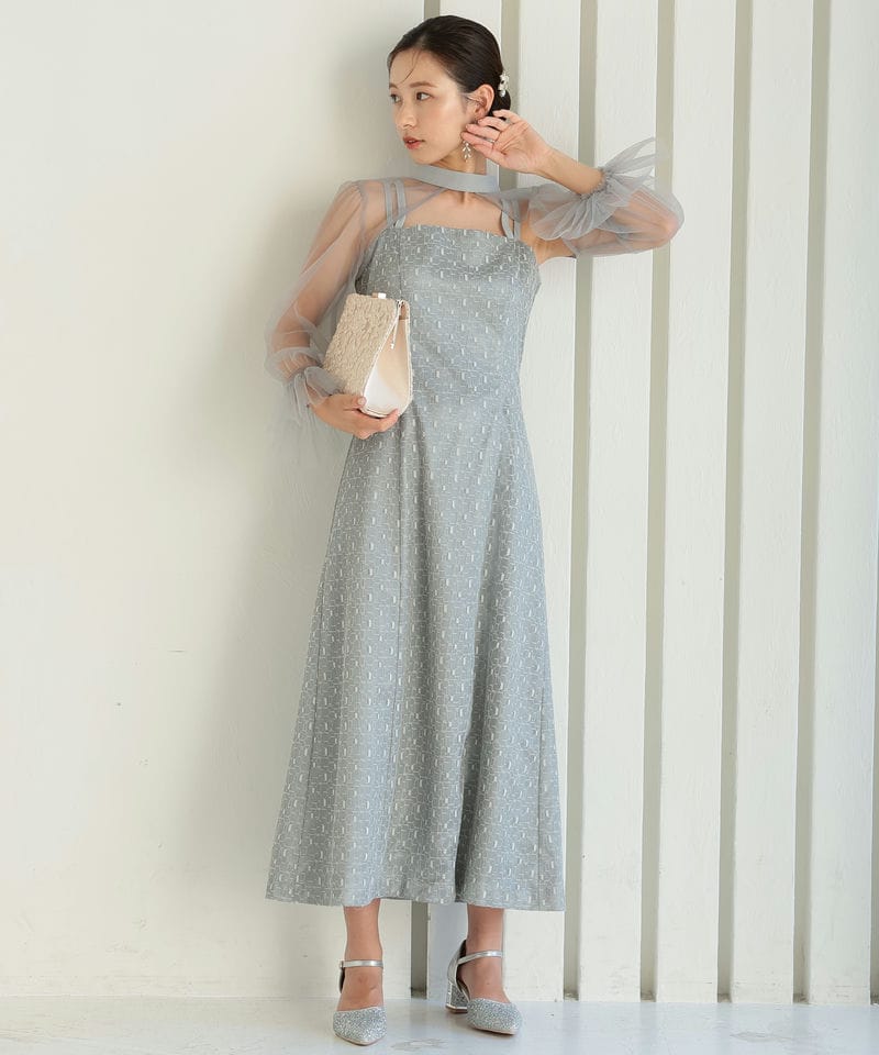 Select Shop ジオメトリックチュールボレロセットドレス グレー系