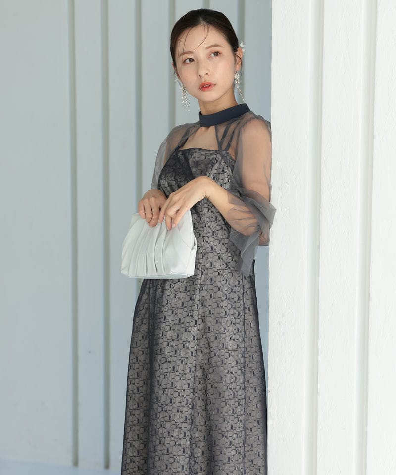 Select Shop ジオメトリックチュールボレロセットドレス グレー系