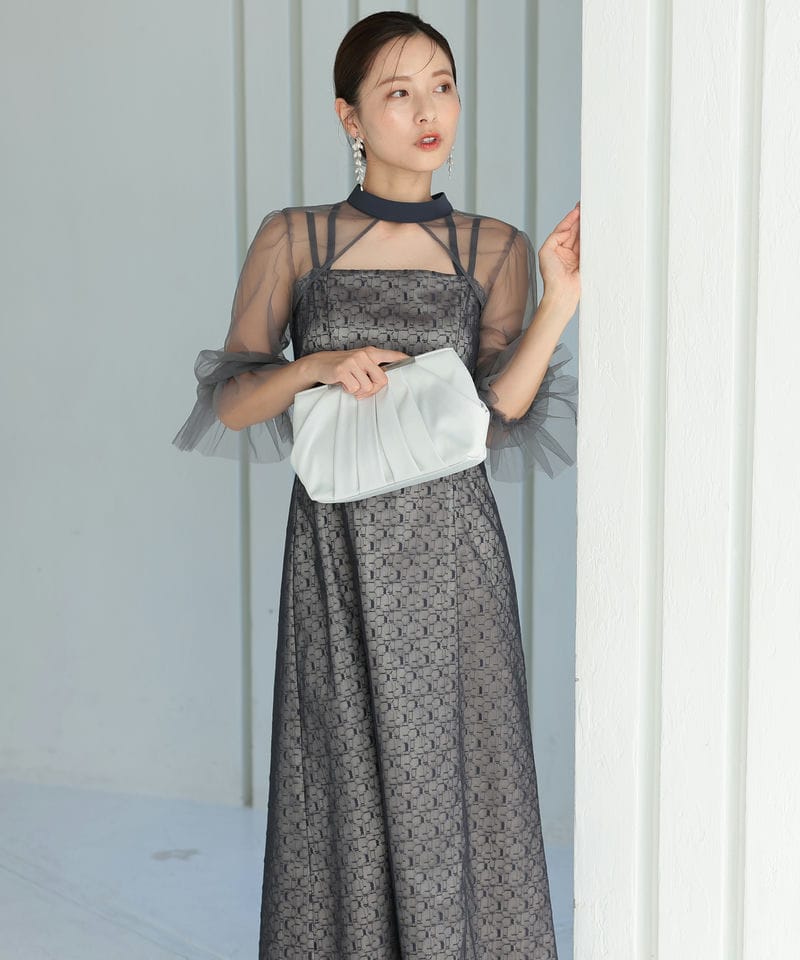 Select Shop ジオメトリックチュールボレロセットドレス グレー系