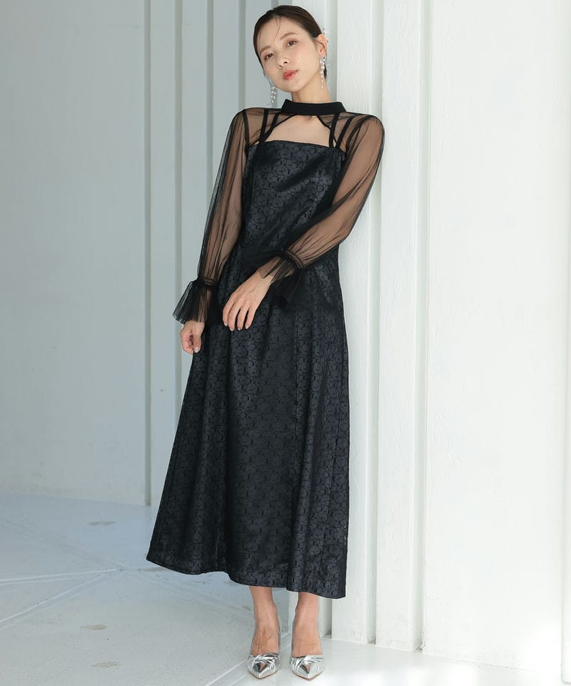 Select Shop ジオメトリックチュールボレロセットドレス ブラック系