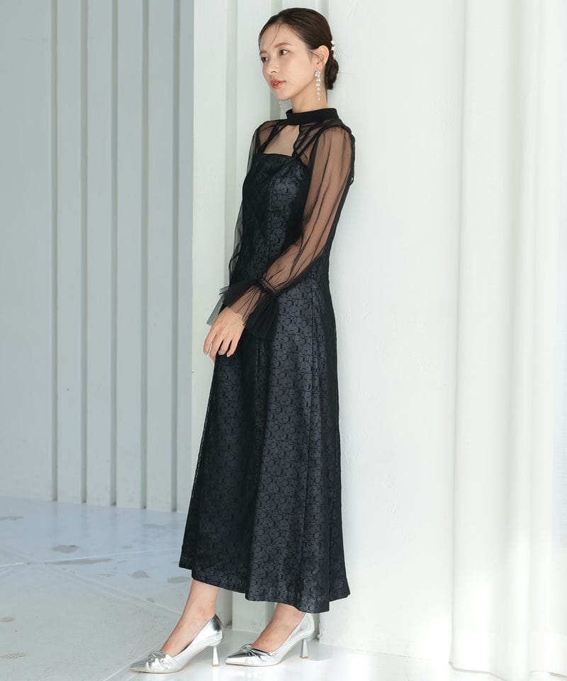 Select Shop ジオメトリックチュールボレロセットドレス ブラック系