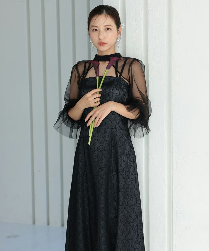 Select Shop ジオメトリックチュールボレロセットドレス ブラック系
