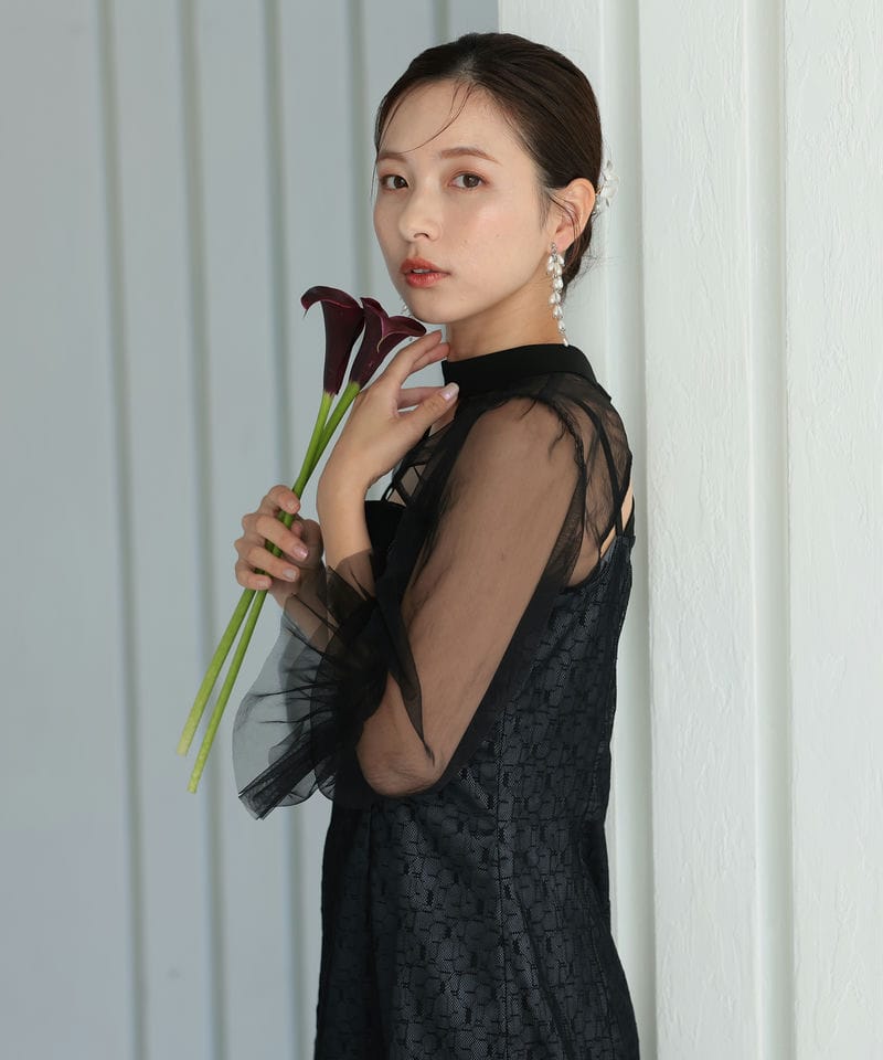 Select Shop ジオメトリックチュールボレロセットドレス ブラック系