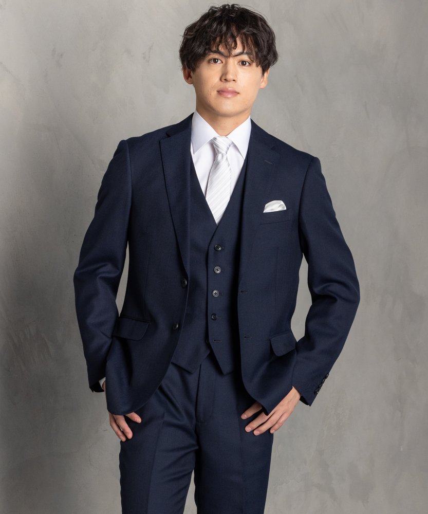 Select Shop [2579RJ]ウールブレンドソリッドスリーピーススーツ