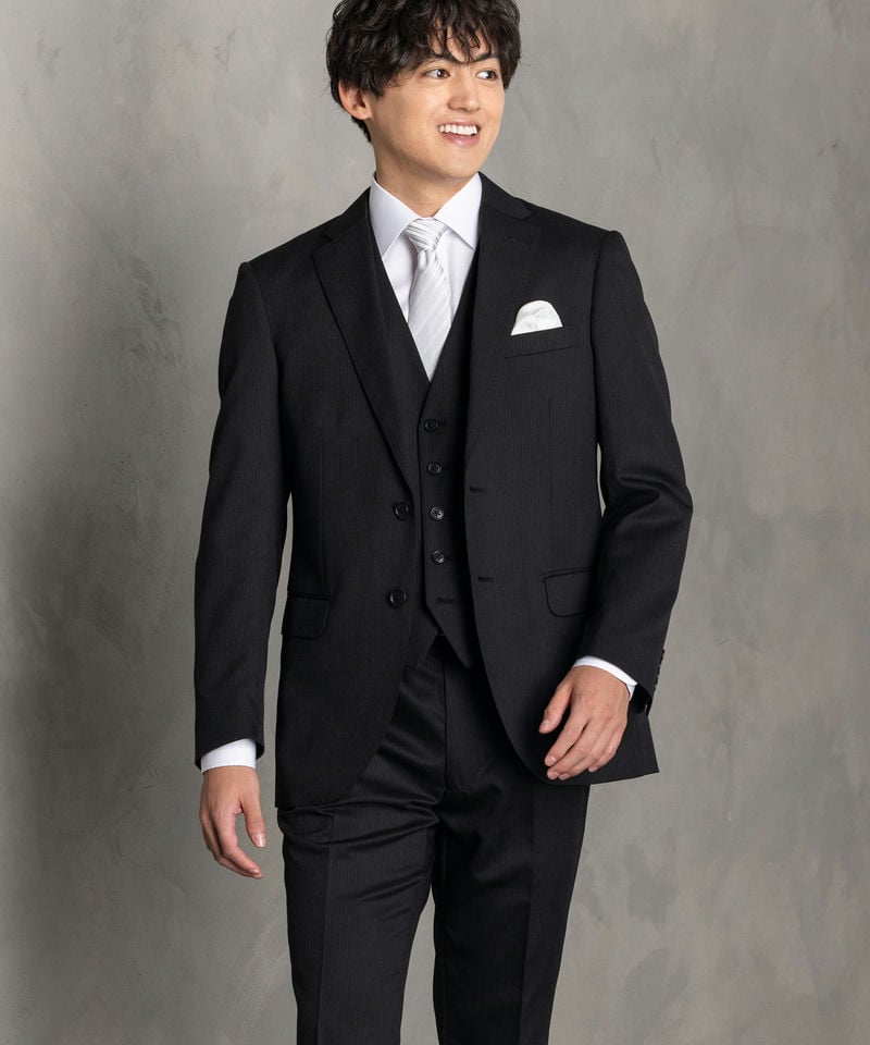 Select Shop [2581RS]ウールブレンドストライプスリーピーススーツ