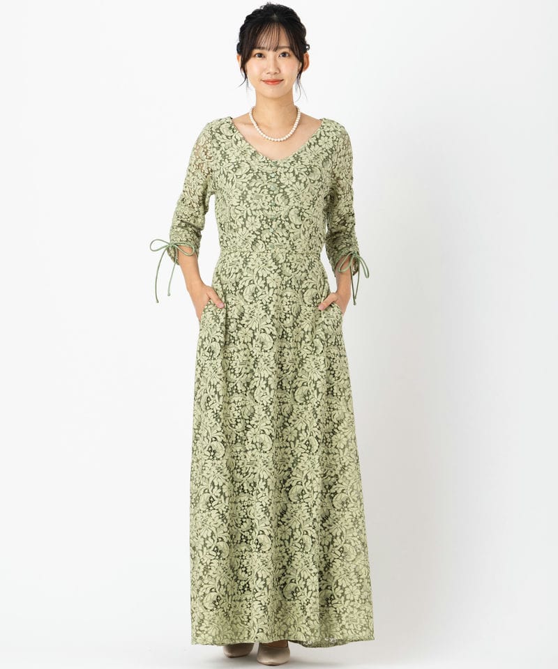 Kastane カスタネ アンイーヴンバイカラードレス その他 x グリーン系