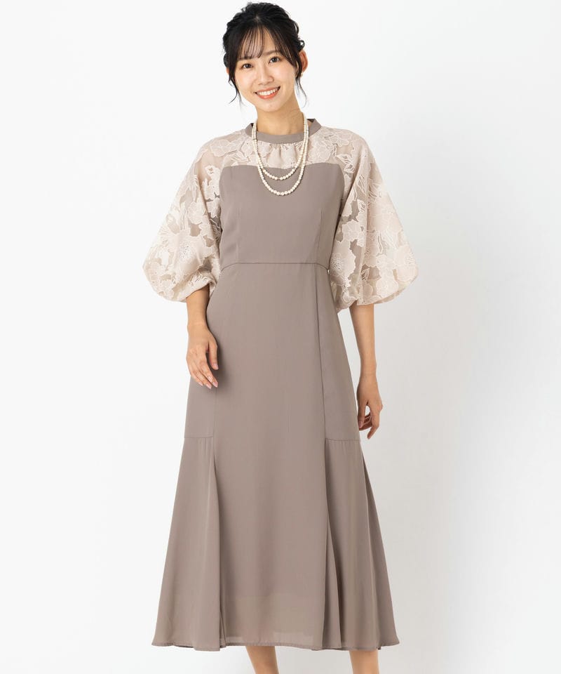 Select Shop 花柄バルーンスリーブドレス ブラック系 | 結婚式