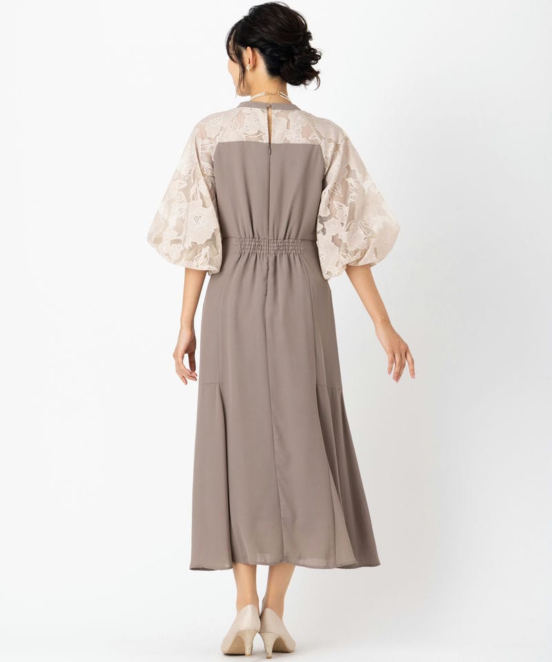Select Shop 花柄バルーンスリーブドレス その他 x ベージュ系 | 結婚