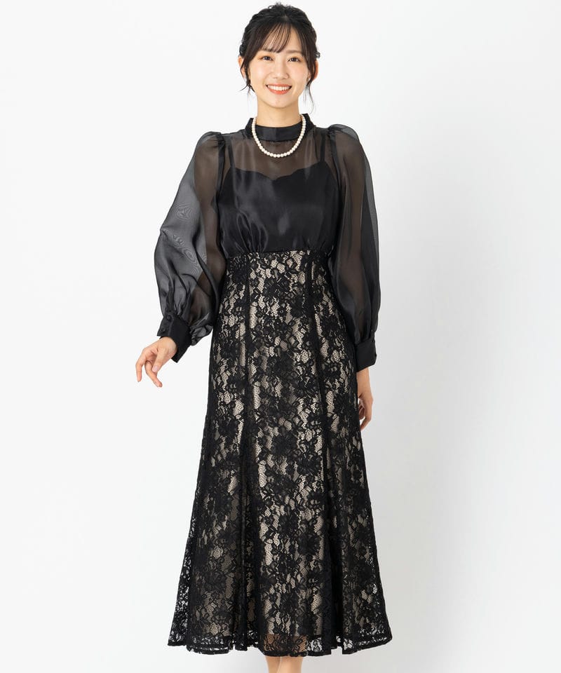 etoll. エトル 3wayシフォンボレロ&レースキャミドレス ブラック系