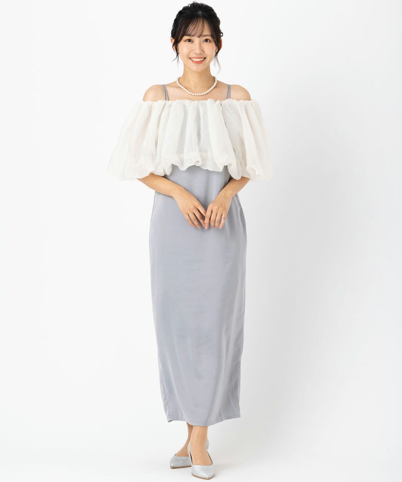 Chico チコ オフショルダーシアーボレロセットドレス その他 x ブルー 