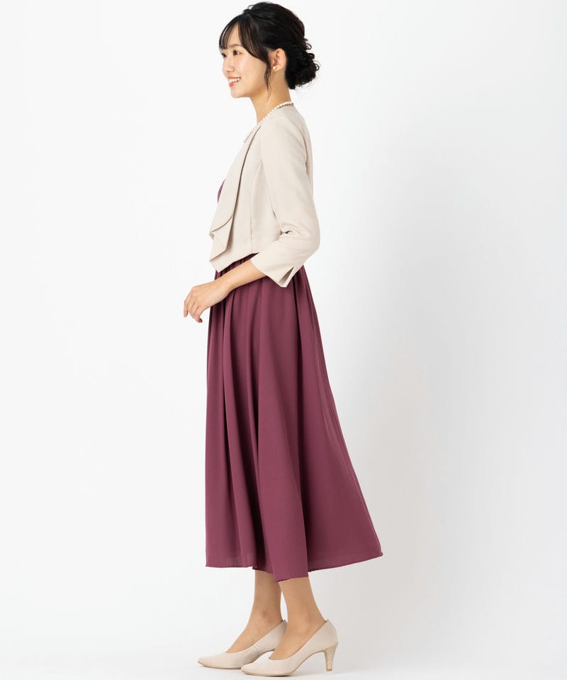 Aimer エメ ノーカラージョーゼットジャケット ベージュ系 | 結婚式