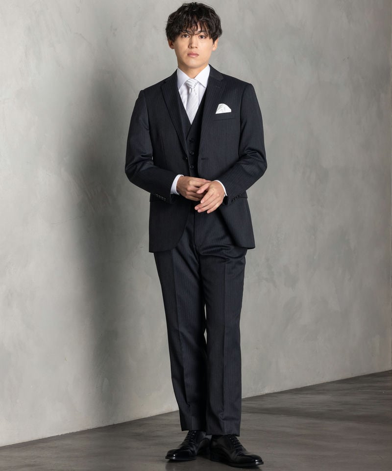 Select Shop [2578RS]ウールブレンドストライプスリーピーススーツ