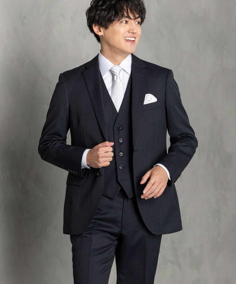 Select Shop [2578RS]ウールブレンドストライプスリーピーススーツ