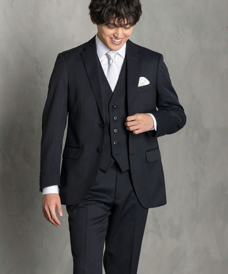 Select Shop [2578RS]ウールブレンドストライプスリーピーススーツ