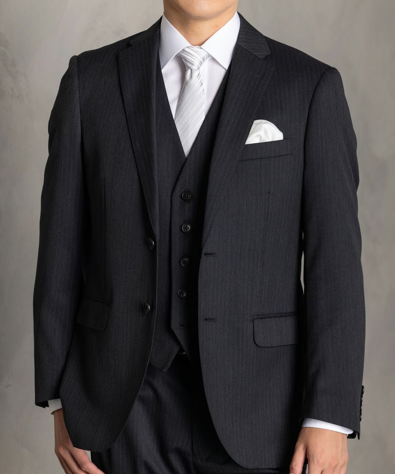 Select Shop [2578RS]ウールブレンドストライプスリーピーススーツ