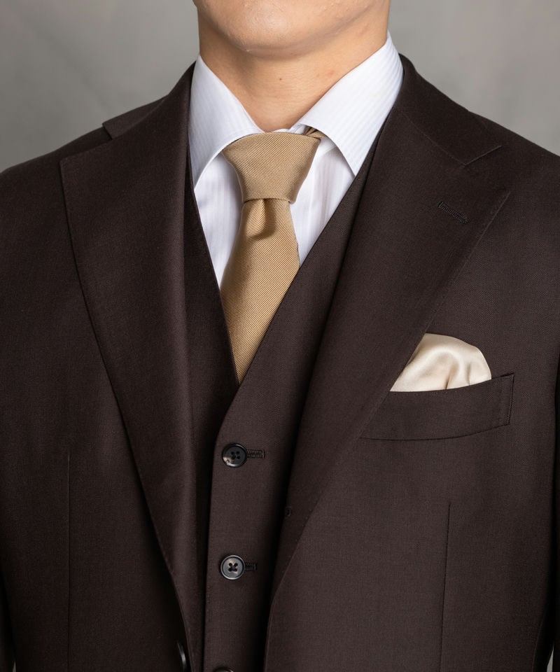 SUIT SQUARE 尾州・ソリッドフォーマルスリーピーススーツ ブラウン系