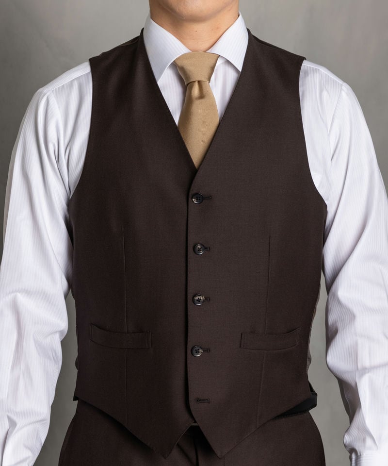 SUIT SQUARE 尾州・ソリッドフォーマルスリーピーススーツ ブラウン系