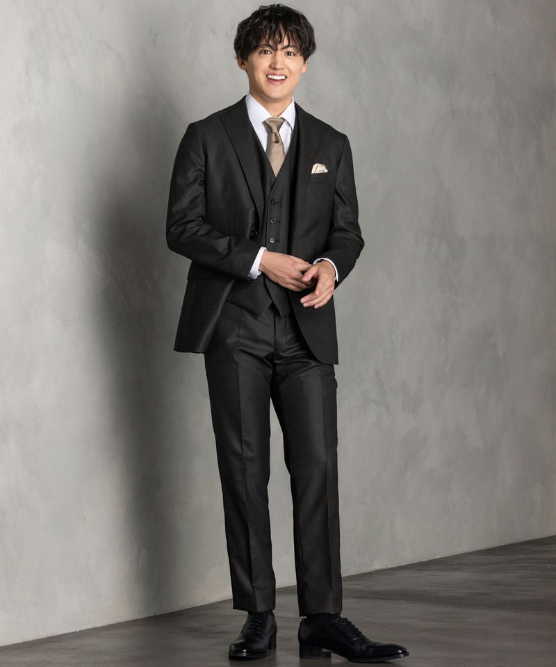 SUIT SQUARE シャイニーピンヘッド・フォーマルスリーピーススーツ