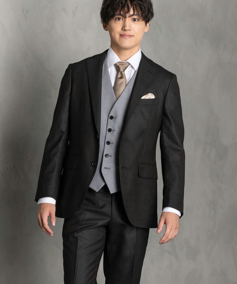 SUIT SQUARE シャイニーピンヘッド・フォーマルスリーピーススーツ