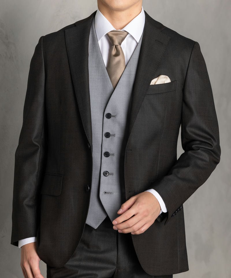 SUIT SQUARE シャイニーピンヘッド・フォーマルスリーピーススーツ