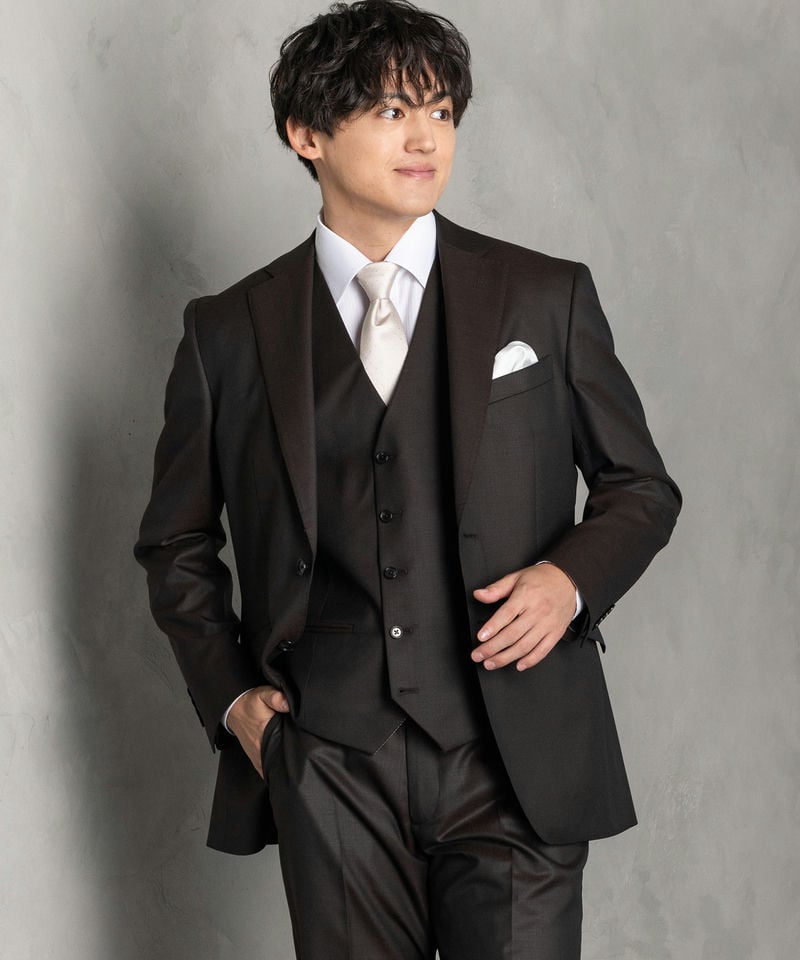 ORIHICA オリヒカ ウールブレンド・ブラウンフォーマルスリーピース