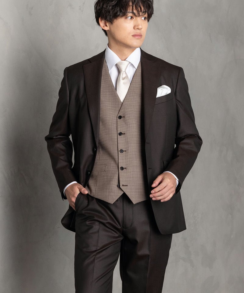 ORIHICA オリヒカ ウールブレンド・ブラウンフォーマルスリーピース