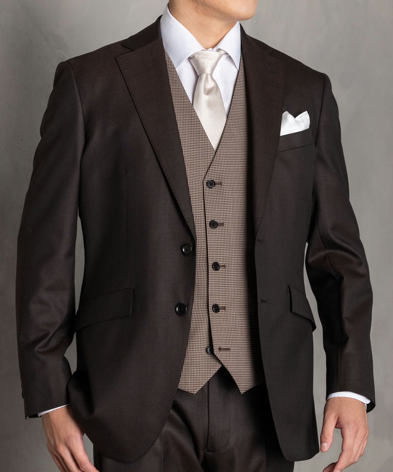 ORIHICA オリヒカ ウールブレンド・ブラウンフォーマルスリーピース