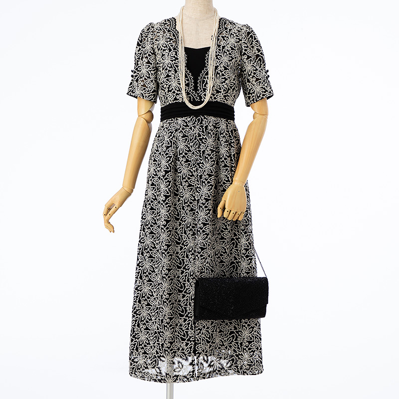 LilyBrown リリーブラウン レイヤード刺繍チュールドレス ブラック系