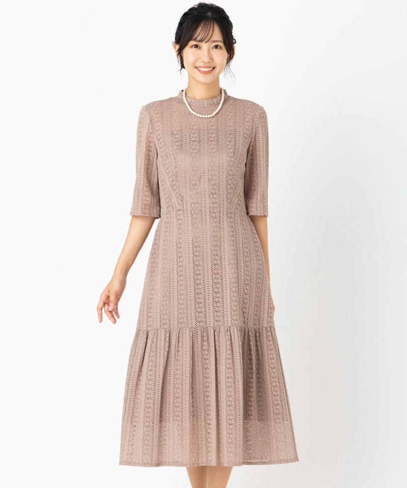 Aimer エメ マーメイドラインストライプレースドレス その他 x