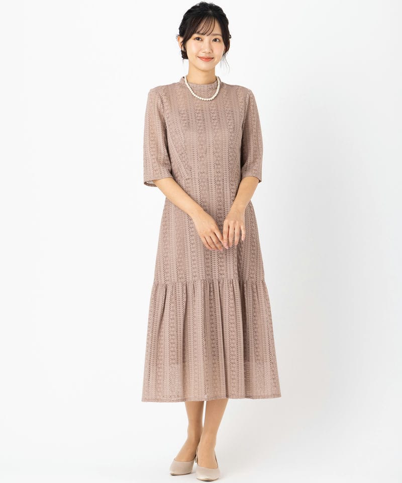 Aimer エメ マーメイドラインストライプレースドレス その他 x