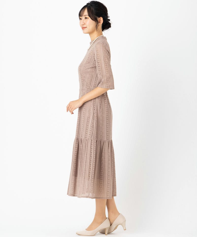 Aimer エメ マーメイドラインストライプレースドレス その他 x