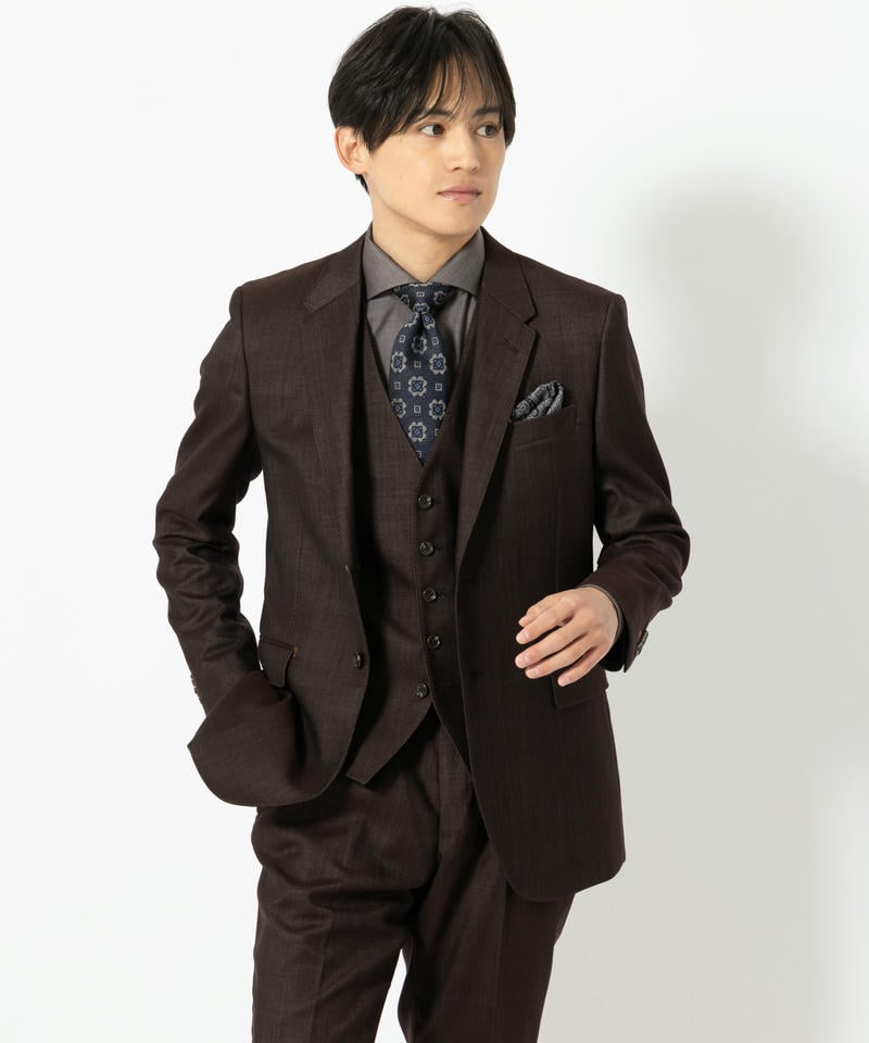 P.S.FA 【EDWIN】フォーマルデニムライクスリーピーススーツ ブラウン