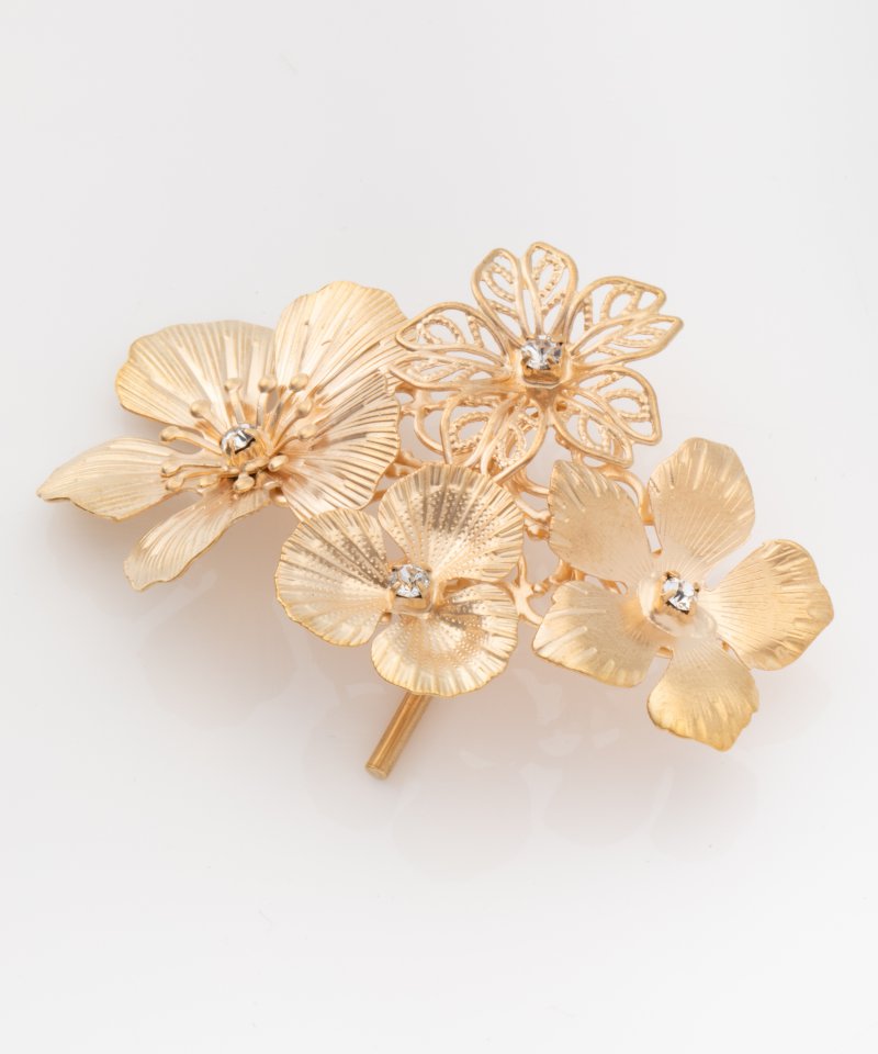 ThreeFourTime メタルフラワーポニーフック ゴールド系 | 結婚式