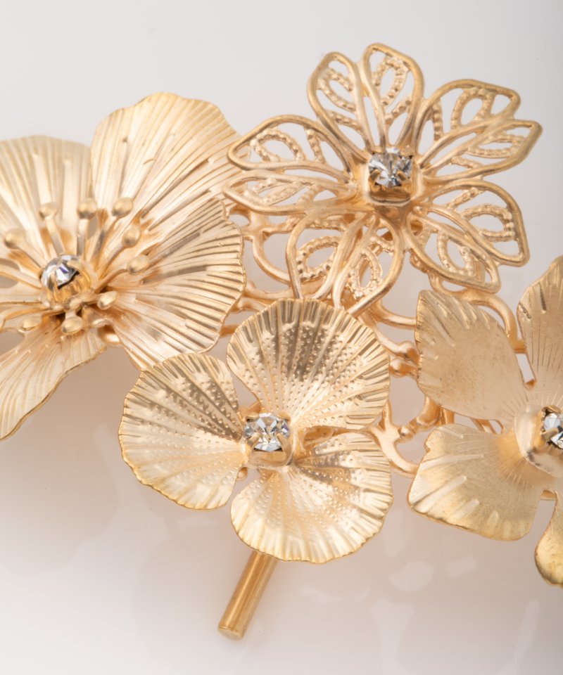 ThreeFourTime メタルフラワーポニーフック ゴールド系 | 結婚式