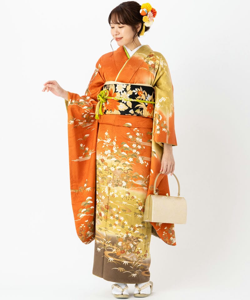 Select Shop 【振袖】茶屋辻に御所車 オレンジ系 | 結婚式パーティーの 