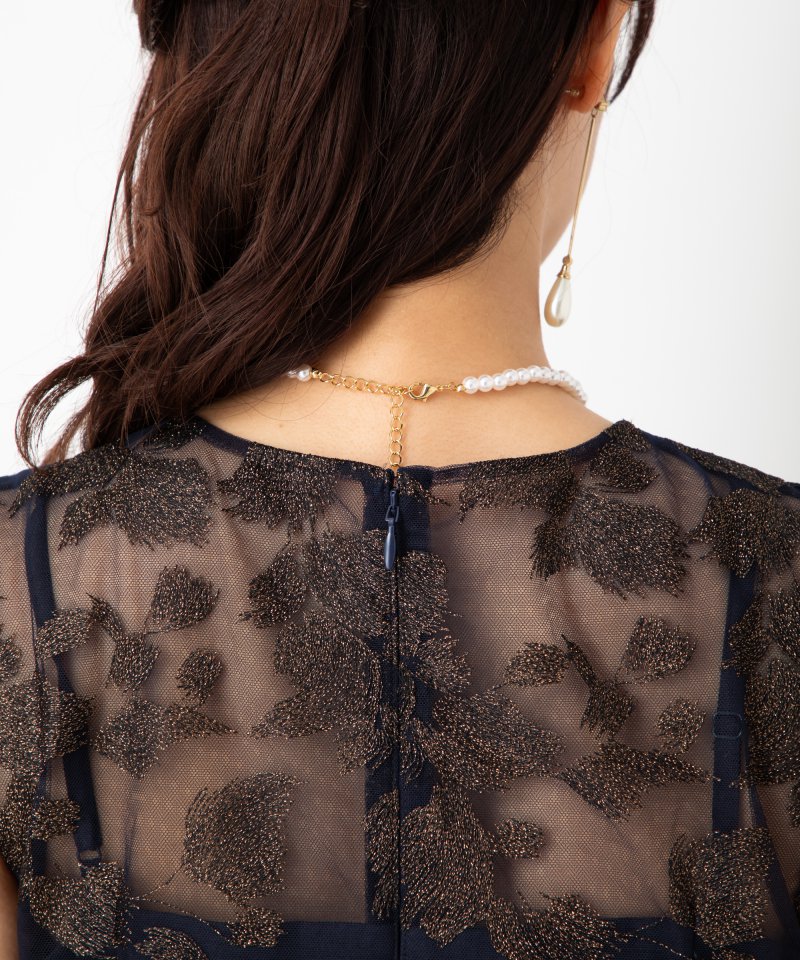 GRACE CONTINENTAL グレースコンチネンタル ラメ刺繍チュールドレス