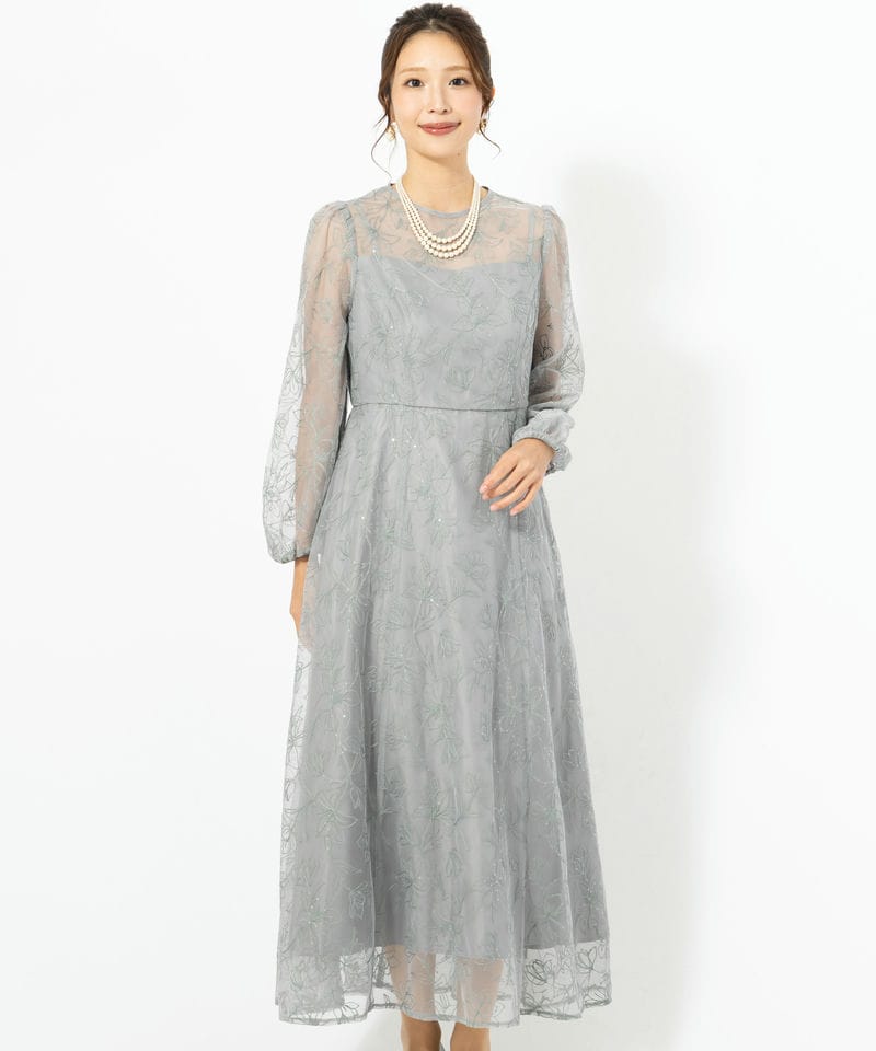 Aimer 【ドレス3点セット】エメ ベロアリボン付きラメレースドレス