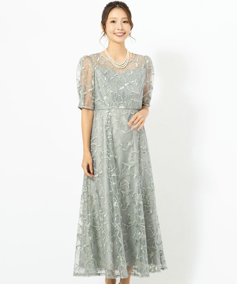 Aimer エメ ビオラモチーフスパンコール刺繍ドレス ブルー系 | 結婚式