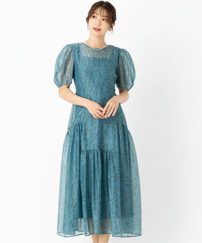 LilyBrown リリーブラウン レイヤードシャイニーグラスドレス ブルー系