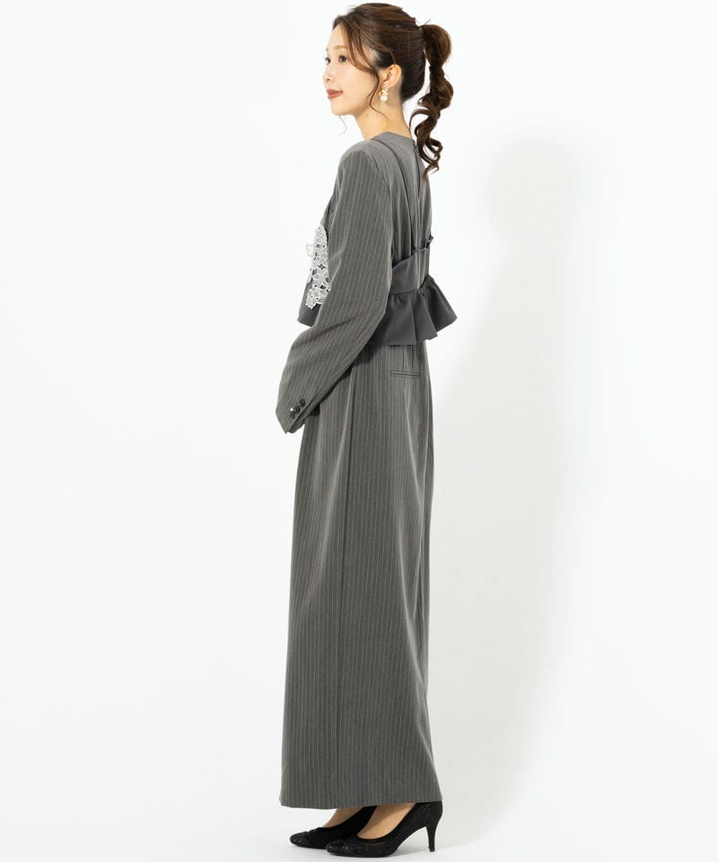ANDRESD アンドレスド ピンストライプテーラードビスチェドレス グレー