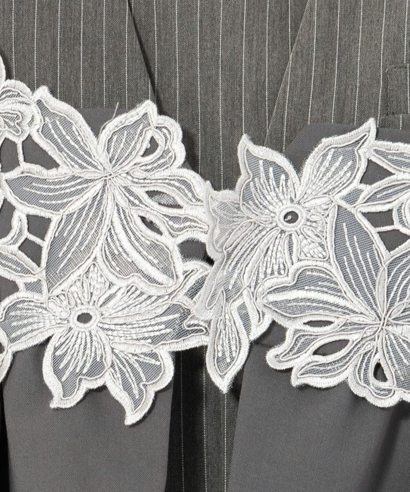 ANDRESD アンドレスド ピンストライプテーラードビスチェドレス グレー