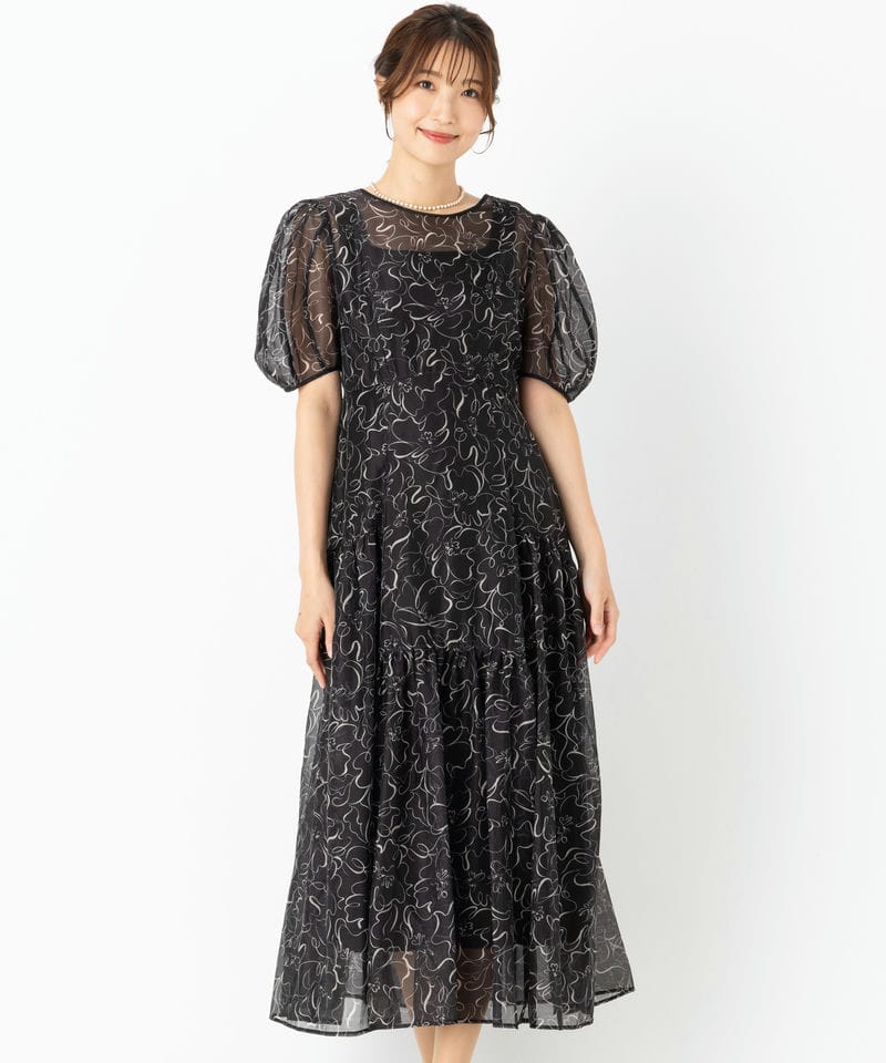 LilyBrown リリーブラウン レイヤードシャイニーグラスドレス ブルー系