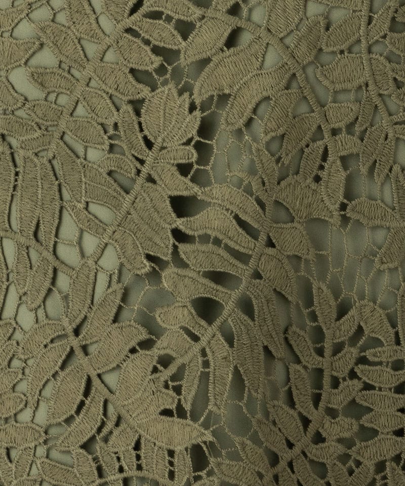 Leja レジャ リーフレースカラースリットスリーブセットアップドレス