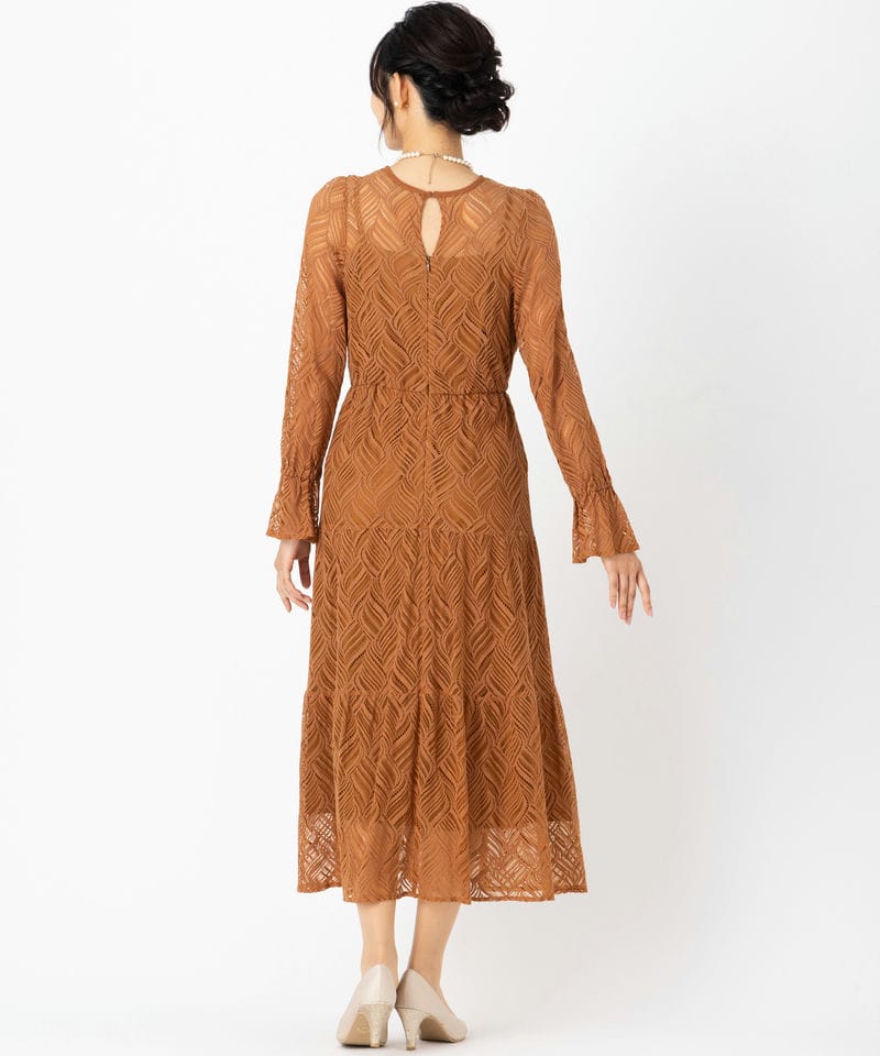 Aimer エメ 総レースロングスリーブドレス その他 x ブラウン系 | 結婚