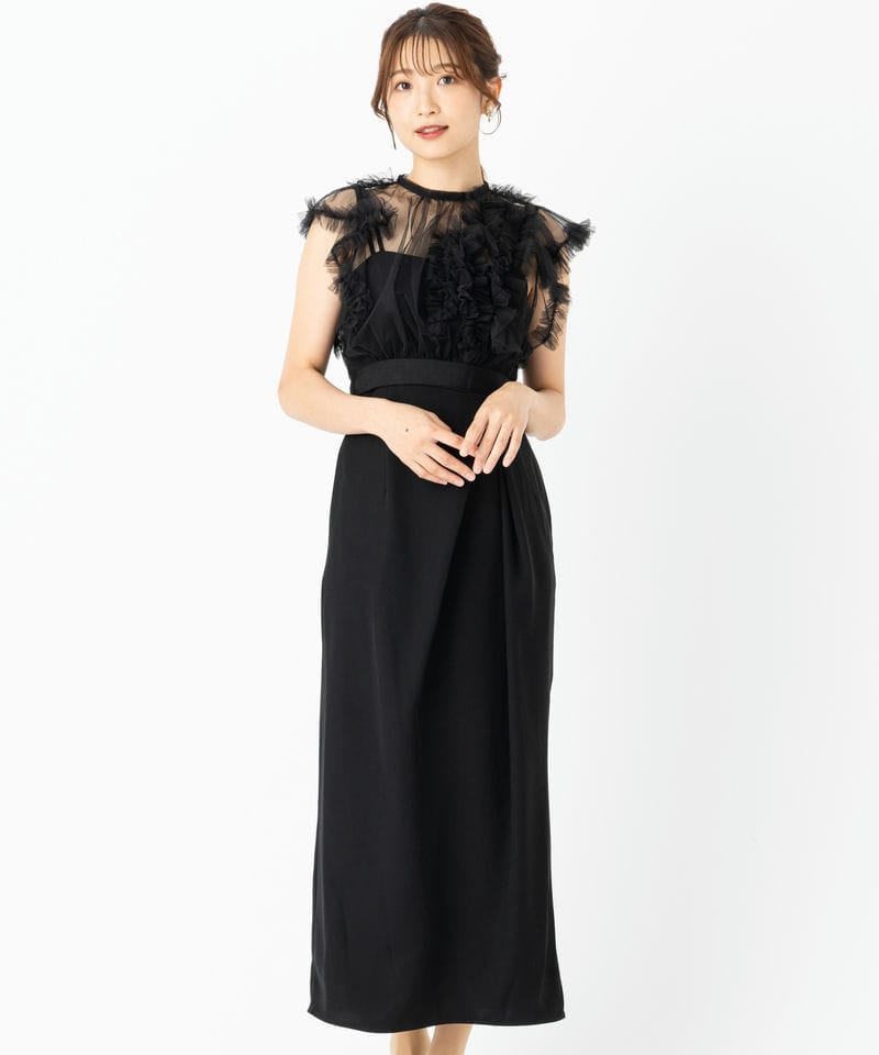 SNIDEL スナイデル チュールフリルボレロセットドレス ブラック系