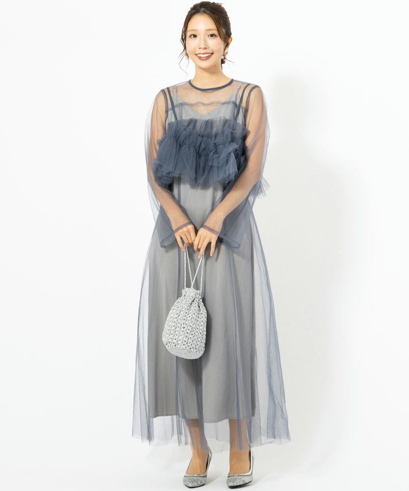 ANDRESD アンドレスド マルチウェイボリュームチュールドレス ネイビー